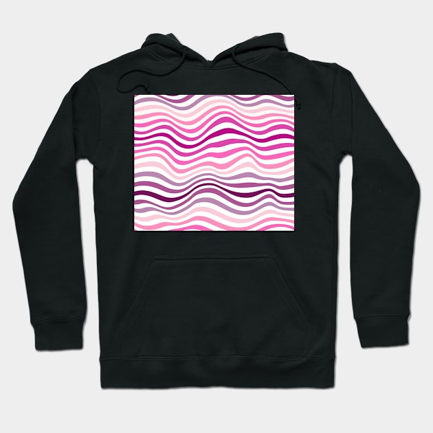 Pink Waves Stripes Hoodie by timegraf